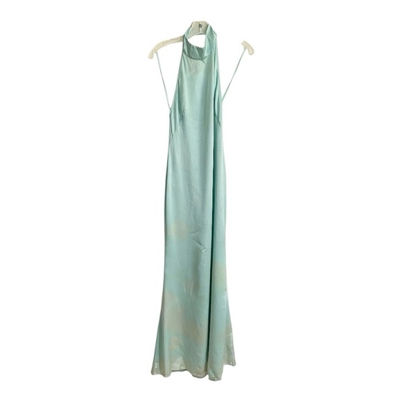 LAPOINTE Satin Halter Evening Gown Backless Maxi Dress in Mint Green Size 4 - Picture 6 of 14